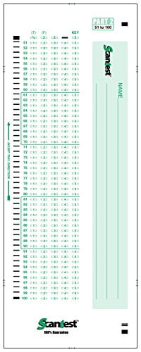 CS882-E Compatible Answer Sheet 100 Pack Scantest SC-100 