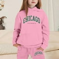 thumbnail image 2 of XUELUO Toddler Girls Outfits Sets Chicago Letter Print Hoodies + Jogger Pants Tracksuits Loose Children Girls 2 Piece Outfits, 2 of 4