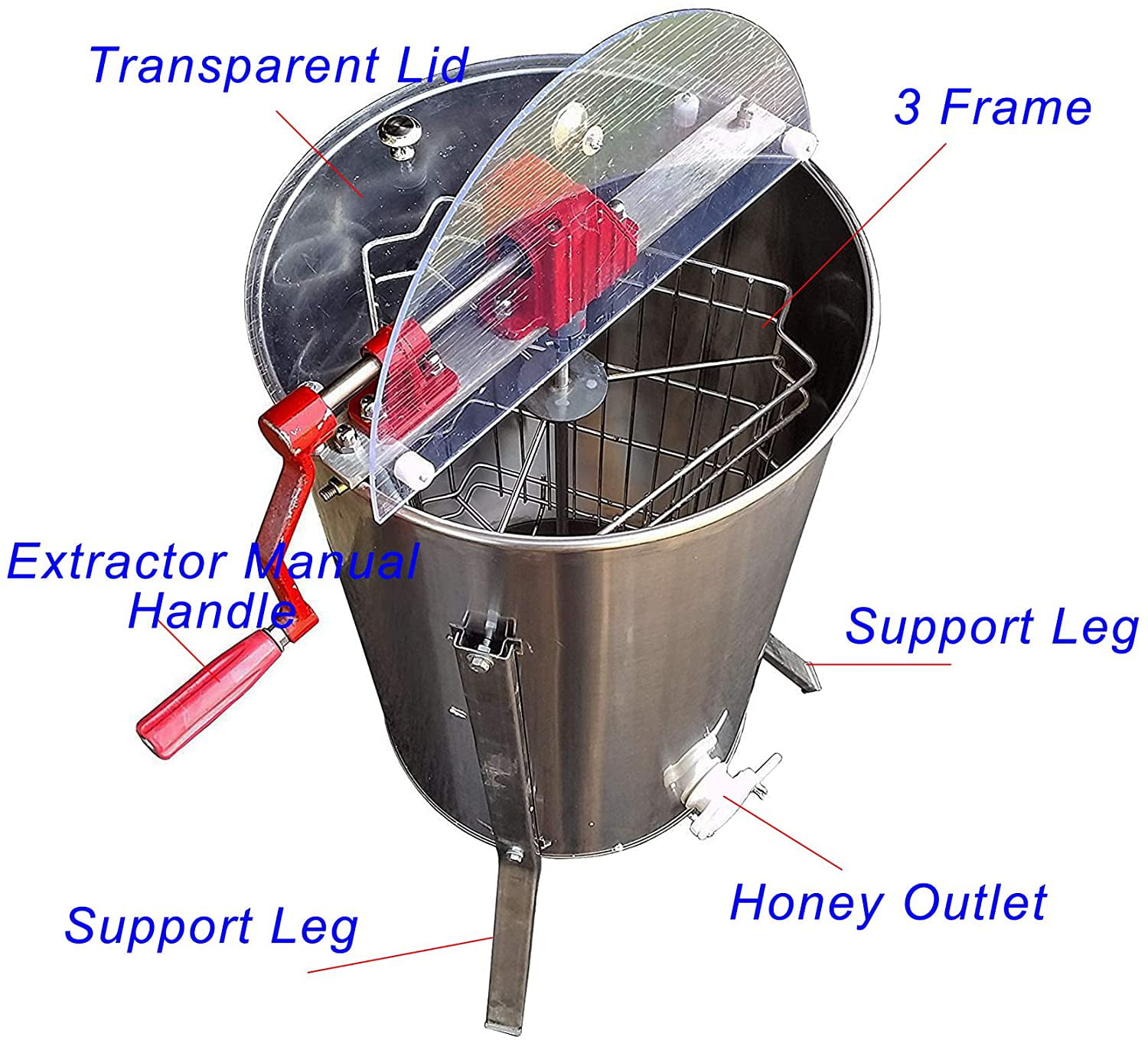 3 Frame 304 Stainless Steel Honey Extractor Stand Beekeeping Equipment /w Filter 