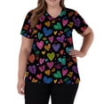 thumbnail image 5 of Stichou Valentines Scrub Tops for Women Plus Size Love Heart Graphic Funny Short Sleeve Medical Nursing Uniforms Soft V Neck Casual Clothes with Pockets Navy 5XL, 5 of 5