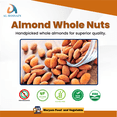 thumbnail image 3 of Al Hossain Natural Whole Almonds 8.8oz (250g) – Raw, Premium Guatemalan / Imported Almond Nuts, Gluten-Free, High Protein & Healthy Snacks, 3 of 5