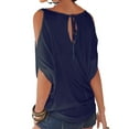 thumbnail image 3 of UKAP Women Short Sleeve Tee Blouse Top Holiday Party Batwing Sleeve Off-Shoulder T Shirts Loose Chic Top Navy Blue M(US 6-8), 3 of 3