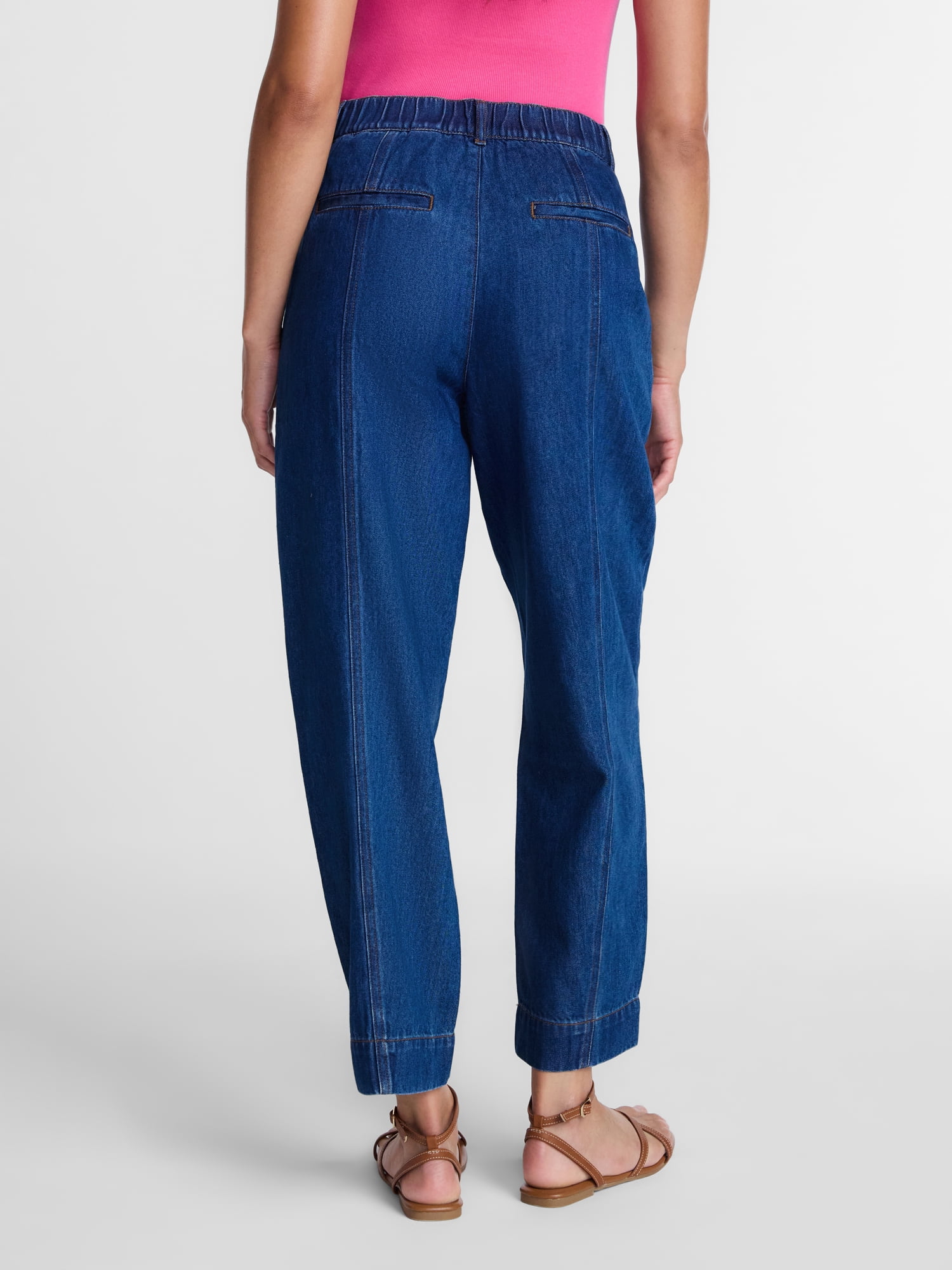 Time and Tru Women's High Rise Drapey Barrel Jeans, 28" Inseam, Sizes XS-XXXL