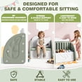 thumbnail image 3 of PAPROOS Kids Toy Box, Cute Toy Chest Organizer with Seating Bench and Sliding Door, Toy Storage Chest for Girls Boys, Modern Toy Storage Cabinet for Playroom, Living Room, Bedroom, Green+Light Gray, 3 of 8