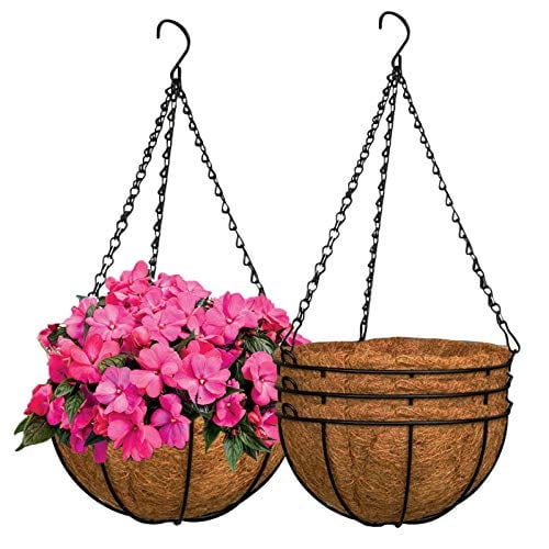 Cesta colgante ZeediX, paquete de 3 unidades, 30 cm, metal con forro de fibra de coco