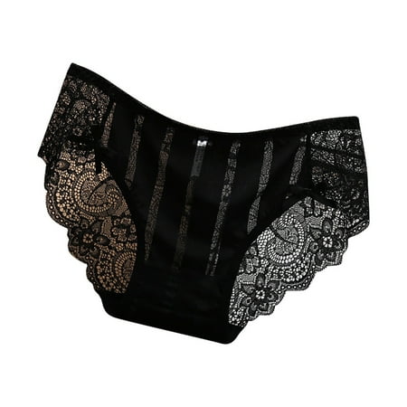 Xiaoxatg Women s Panties Traceless Lace Panties For Women With Low Waist Sexy Pure Desire Sweet And Refreshing Silk Smooth Crotch Triangle Pants Big Pads for Women plus Size