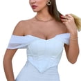 thumbnail image 6 of Douhoow Women PU Leather Vest Mesh Yarn Suspender Strap Crop Top Zipper Off Shoulder Tank Tops, 6 of 7