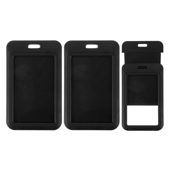 Uxcell 3 Pack Clear Badge Holder, Plastic ID Badge Holder Double Sided Vertical ID Protector Clips, Black