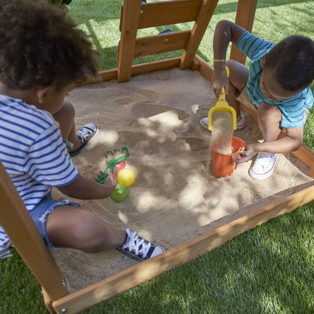 KidKraft Ainsley Wooden Playhouse Playground Combo Swing Set for