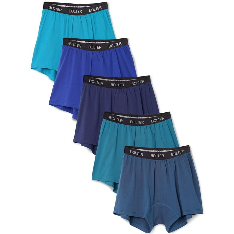Bolter Men s 5 Pack Cotton Stretch Boxers Shorts 4X Blues