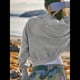 thumbnail image 4 of Sudadera Corta para Mujer, Cuello Redondo, Larga, Talla Grande, Otoño-Invierno 2025, Estilo Jersey Holgado. Gris L, 4 of 10