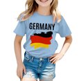 thumbnail image 2 of 2DXuixsh T-Shirt à Col Rond pour Filles Manches Courtes Tee Été Sports Décontracté Mignon Imprimé Basique Bleu Clair Taille 110, 2 of 4