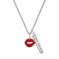 thumbnail image 1 of Delight Jewelry Silvertone Red Lips Silvertone Live the Life You Have Imagined Bar Charm Necklace, 23", 1 of 4
