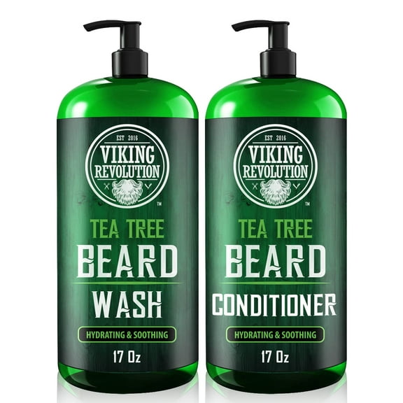 Viking Revolution Tea Tree Oil Beard Wash and Beard Conditioner For Men
