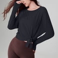 thumbnail image 3 of Fashion Plus Size Tops for Womens Fall Casual Solid Color Round Neck Long Sleeve Shirt Top, 3 of 4