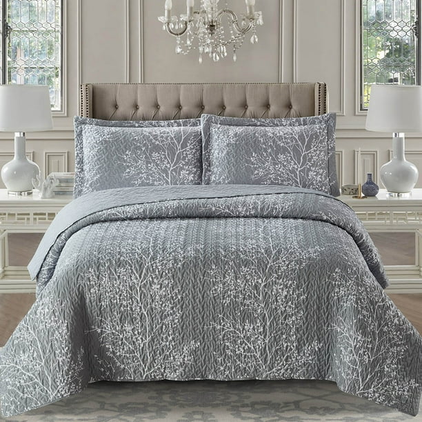 Odette Gray Luxury Print Lightweight Reversible Oversize Quilt ...