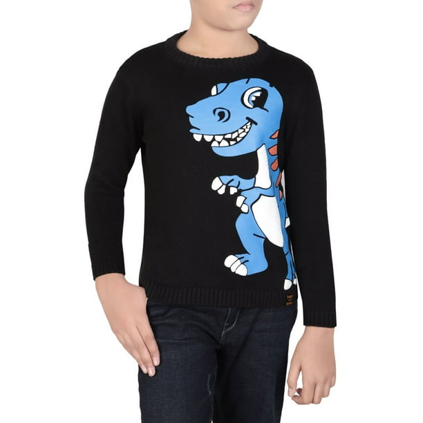 Boys black crew neck sweater cheap