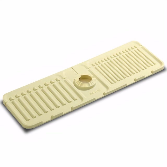 Matsuzay Estera multiusos del grifo del silicón fácil de limpiar hecha con la estera absorbente del grifo de la cocina del silicón Decoración del hogar Beige