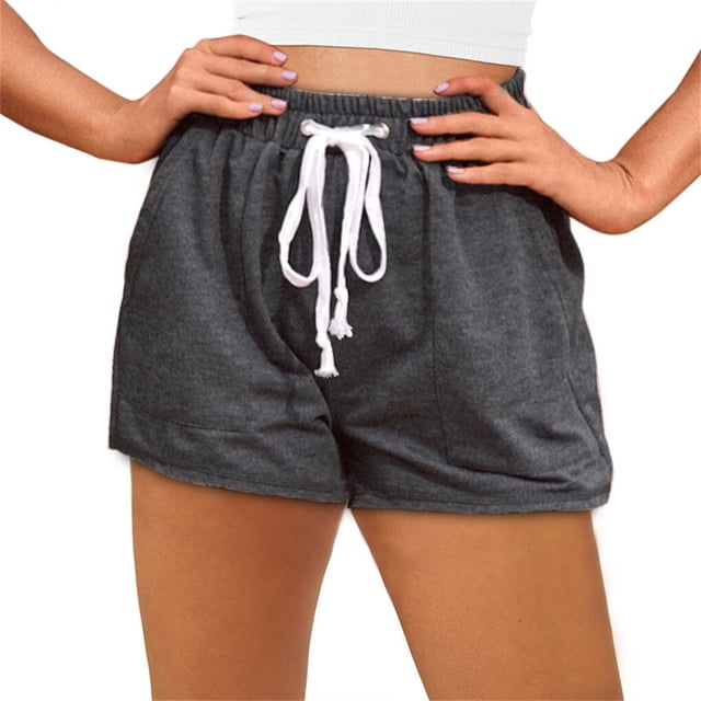 Guardurnaity Pantalones cortos Pantalones cortos de color sólido Pantalones de chándal Ropa de verano para vacaciones en la playa Prendas para la parte inferior del cuerpo Gris oscuro S
