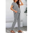 thumbnail image 5 of BTFBM Women's Two Piece Tracksuit Outfits Summer Short Sleeve Tops Long Pants Jogger Lounge Matching Sets Sweatsuit, 5 of 7