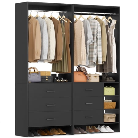 Closet Organizer System With Six Storage Drawers And Shelves Freestanding Wardrobe Tower Unit For Walk In Cloakroom Modular Clothes Rack Display Shelf Modern Home Furniture