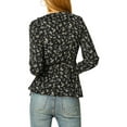 thumbnail image 4 of Allegra K Women's Ruffle V-Neck Blouse Floral Self Tie Wrap Peplum Top, 4 of 8