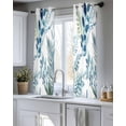 thumbnail image 5 of Navy Blue Leaves Sheer Curtains 45 Inch Length 2 Panels Set for Living Room/Bedroom, Summer Botanical Farmhouse Watercolor Leaf Kitchen Curtains Grommet Curtains Window Treatments 42"x45"x2, 5 of 7