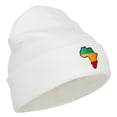 thumbnail image 4 of Rasta Africa Map Embroidered Long Beanie - White OSFM, 4 of 5