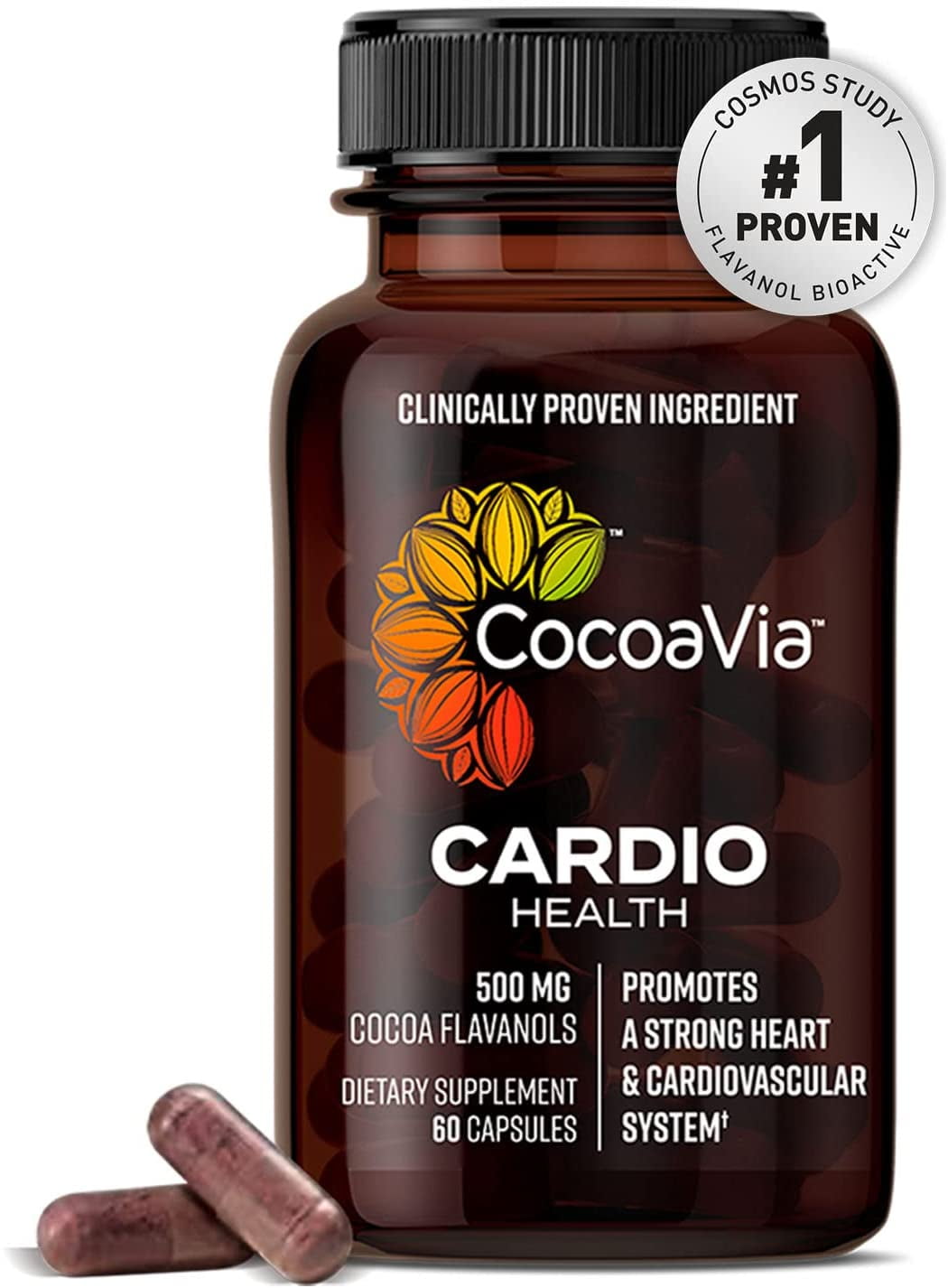 CocoaVia Cardio Health Supplement, 30 Day, 500mg Cocoa Flavanols, Heart