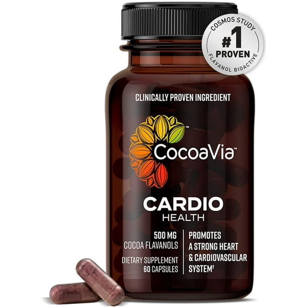 CocoaVia Cardio Health Supplement, 30 Day, 500mg Cocoa Flavanols, Heart