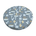 thumbnail image 2 of Xecao's Blue Bathroom Print Stool Covers offer stylish, washable protection for PU round bar stools, perfect for home or commercial use., 2 of 7