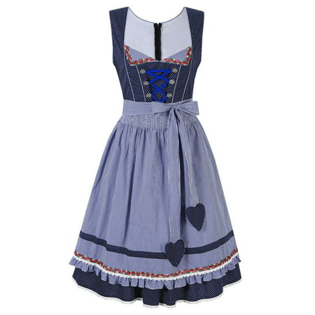 2 Pcs Oktoberfest Costume For Girl Halloween Cosplay Party Dresse with Apron