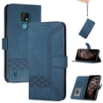 thumbnail image 1 of For Moto E7 Wallet Phone Case Durable PU Leather Flip Cover-Blue, 1 of 3