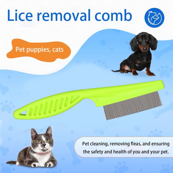 Pebbuoy Pet Louse Comb Stainless Steel Narrow Smooth Tooth Hanging Hole Pet Grooming Brush Remove Dogs Cats Louse And Hair Massage Comb