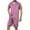 Mens Pajamas Hot Pink, variant on Mens Satin Pajama Sets with Pockets Lightweight 2 Piece Loungewear Outfits Stripe Printed Short Sleeve Shirts and Shorts Sleepwear Set