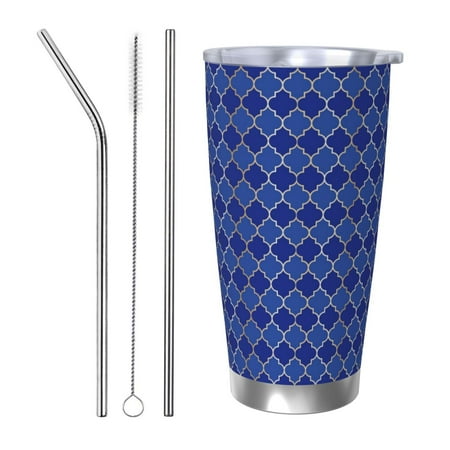 

Vsdgher Blue Lantern Shapes 20 Oz Stainless Steel Vacuum Insulated Travel Mug Coffee Cup for Home Office Outdoor Works Great for Ice Drinks and Hot Beverage -Straw Three-piece Set