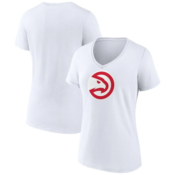 Women's White Atlanta Hawks Logo V-Neck T-Shirt