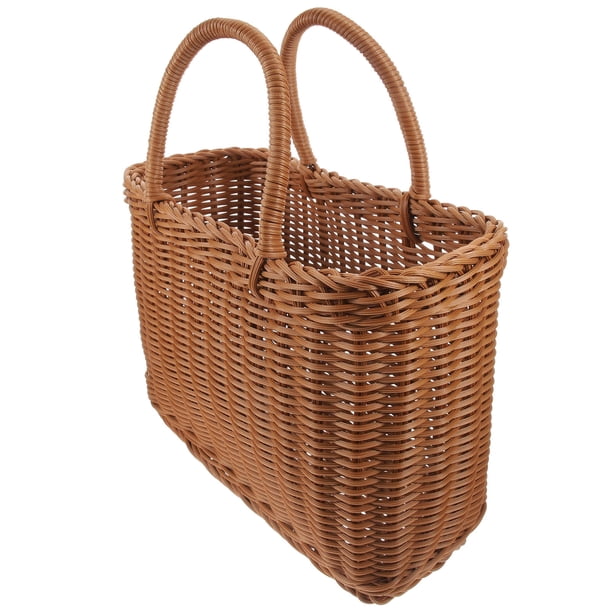 NUOLUX Cesta Portátil De Picnic De Material Plástico Marrón Con Acabado Resistente Y Mango