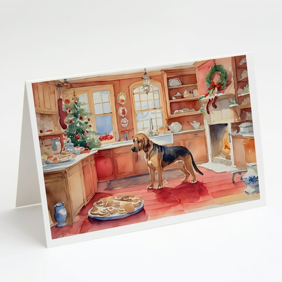 Bloodhound Christmas Cookies Greeting Cards Pack of 8 7 in x 5 in
