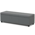 thumbnail image 4 of Avalon 54 inch Wide Contemporary Extra Large Storage Ottoman Bench in Stone Grey PU Faux Leather, 4 of 10