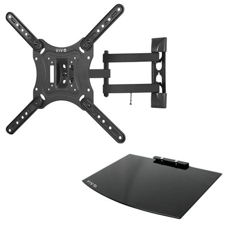 vivo black tv tilt wall mount & entertainment shelf floating av, dvd shelving