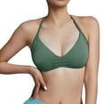 thumbnail image 1 of Sujetador deportivo sin espalda con tirantes para mujer - Copas acolchadas extraíbles, nailon-spandex - Sujetador de yoga y gimnasio con fruncido delantero - Tallas XS-XL, 1 of 5