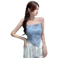 thumbnail image 4 of Top de verano para mujer, camiseta sin mangas informal con tirantes finos a cuadros, camiseta sin mangas para niñas, talla libre azul, 4 of 14
