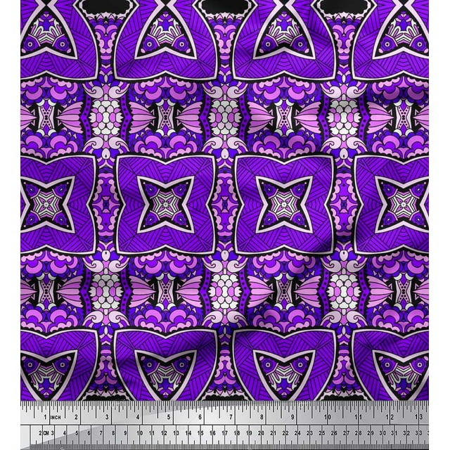 Soimoi Polyester Crepe Fabric Floral Decorative Print Fabric by Yard 42 Inch Wide