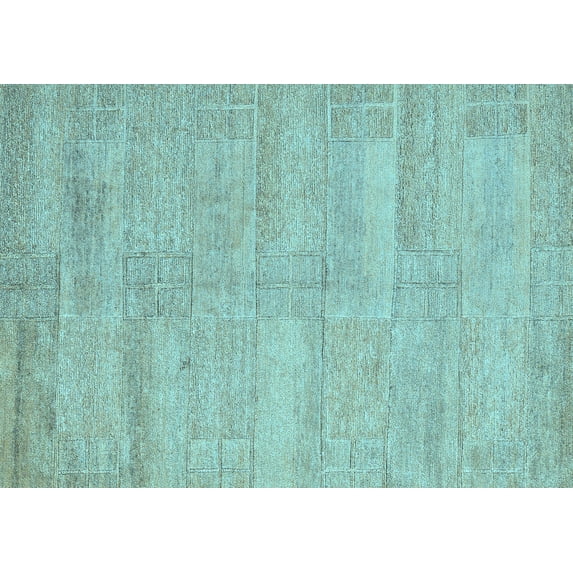 Ahgly Company Indoor Rectangle Solid Light Blue Modern Area Rugs, 3' x 5'