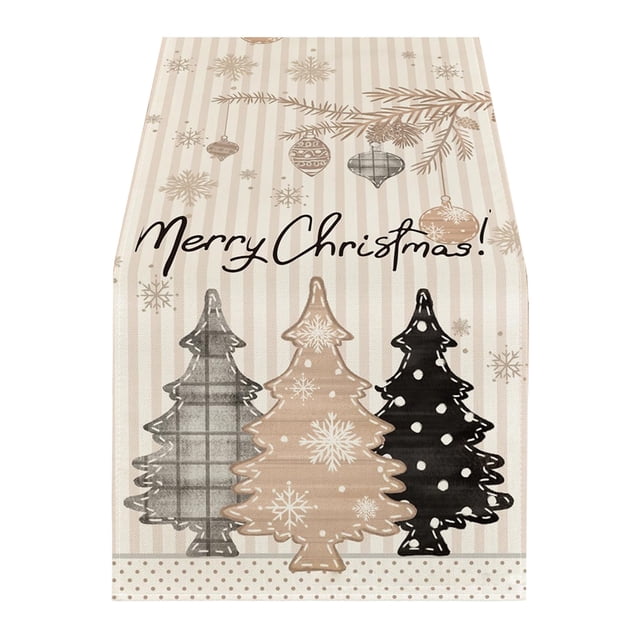 Outdoor Christmas Decorations Tree Table Runner 13X72In Decor Winter Holiday Dining Christmas Tree Decorations