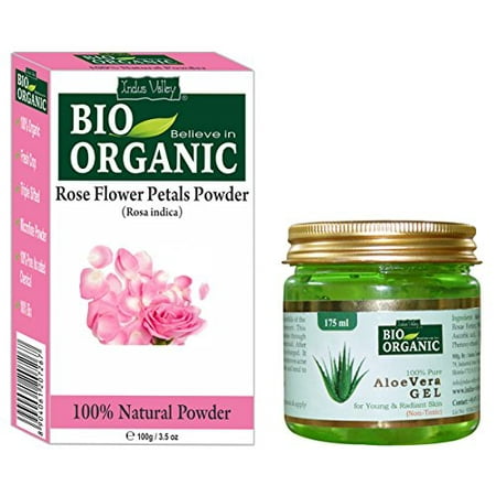 Pure Aloe Vera Gel for Hair Indus Valley Rose Petal Powder 100 Organic Natural  and 