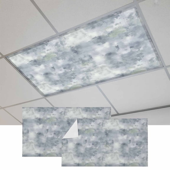 Vintage Blue Magnetic Fluorescent Light Covers for Ceiling Lights 2 x 4 Feet, Modern Abstract Art Oil Painting Office Classroom Kitchen Drop Ceiling Light Covers Lighting Filters Shade Panel 2 Packs