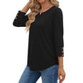 thumbnail image 3 of Fantaslook Womens Tops 3/4 Sleeve with Buttons Dressy Casual Blouses Summer Shirts Beach Vacation Trendy Clothes, 3 of 9