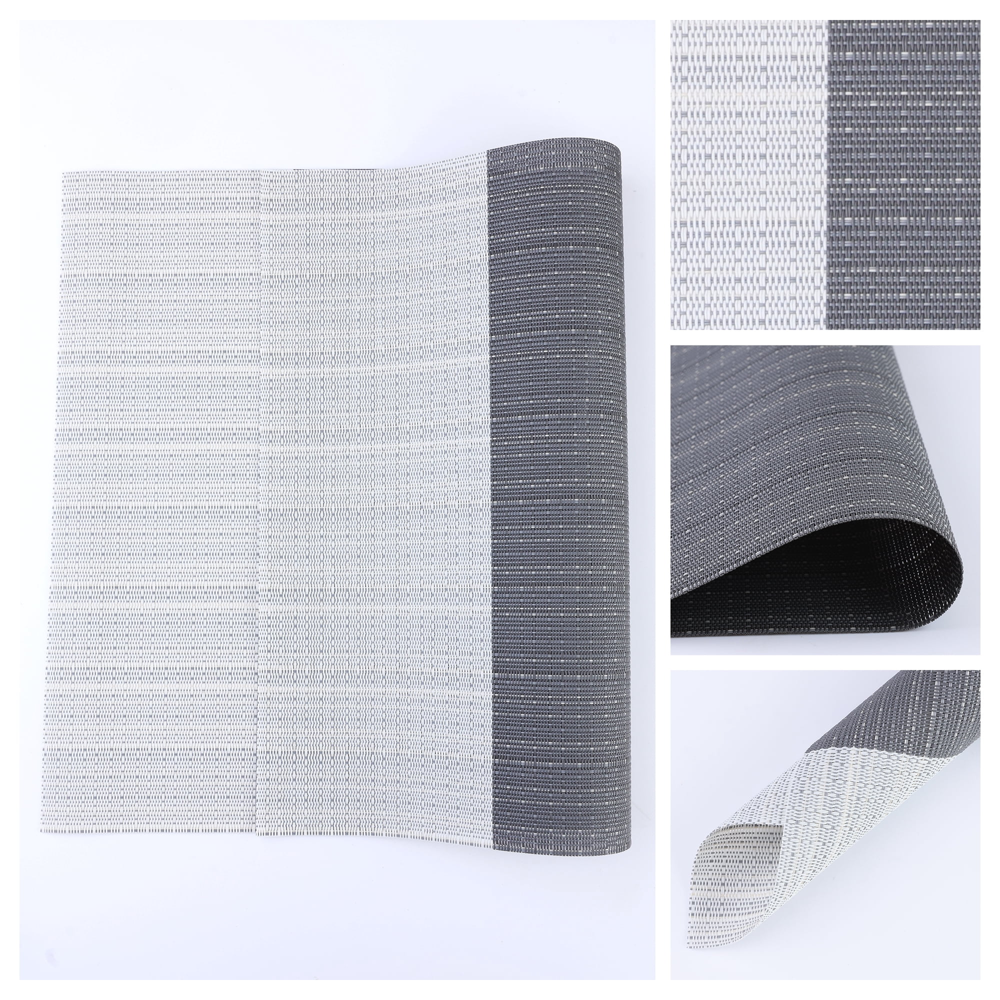 Unique Bargains Set of 6 Easy Clean Placemats for Kitchen Dining Table Decor Gray